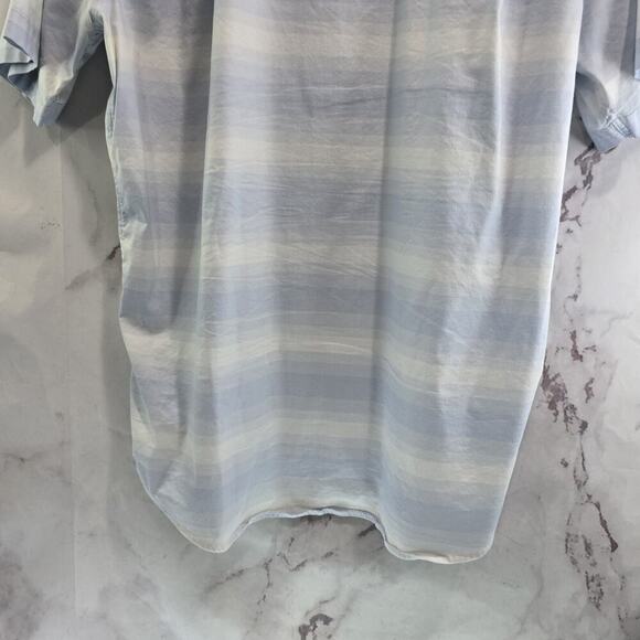 Travis Mathew Shirt Mens XL Blue White Striped Button Up Lightweight Short - Picture 7 of 11